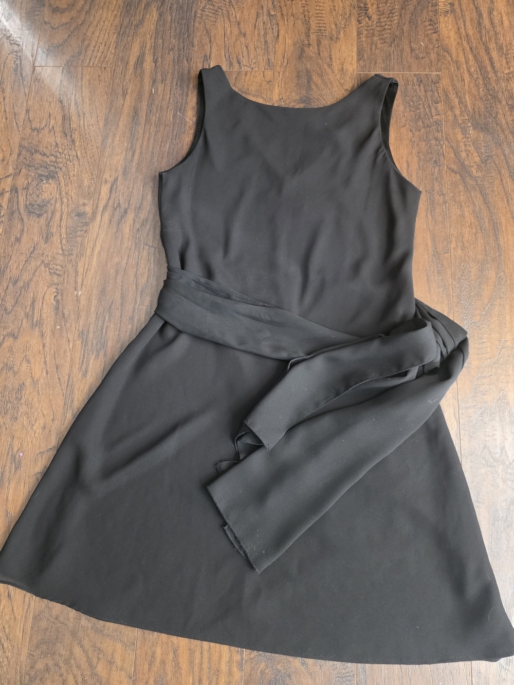 Alyn Paige Black Sleeveless Mini Dress with Waist Tie